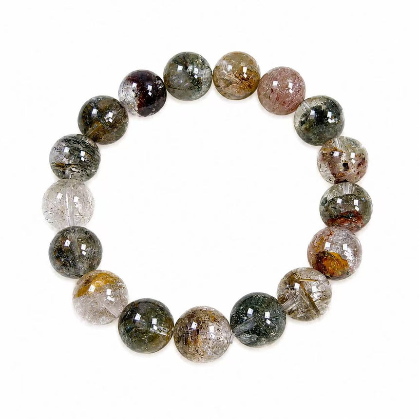 Natural Garden Quartz Crystal Genuine Lodolite Gemstone Bracelet
