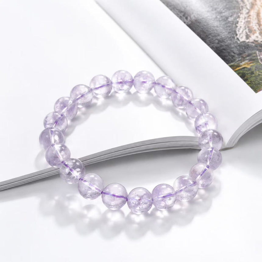 Natural Lavender Amethyst Bracelet – Genuine Healing Crystal Gemstone Beads