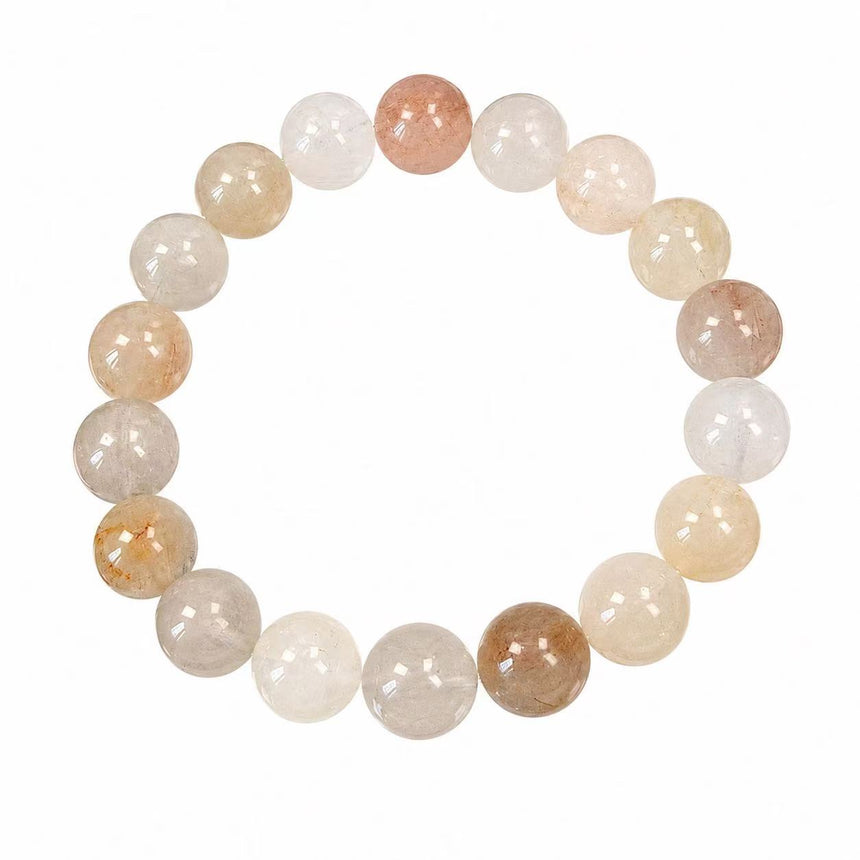 Natural Multi-Color Rutilated Quartz Crystal Beaded Bracelet – Genuine Gemstone Bracelet