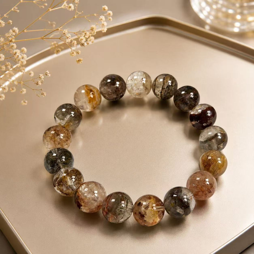 Natural Garden Quartz Crystal Genuine Lodolite Gemstone Bracelet