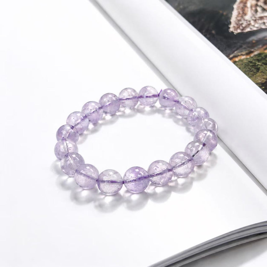 Natural Lavender Amethyst Bracelet – Genuine Healing Crystal Gemstone Beads