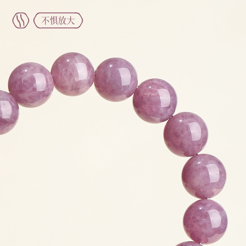 Natural Lavender Kunzite Crystal Bracelet – Premium Round Bead Gemstone Bracelet