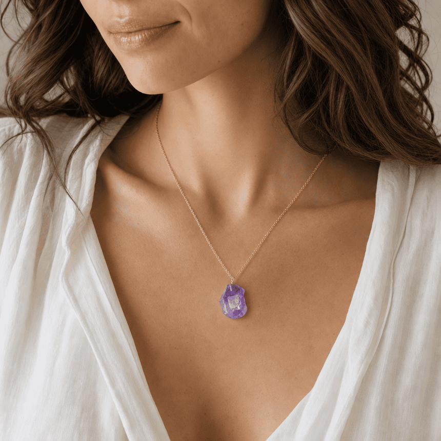 Amethyst Crystal Necklace "The Heart of Ocean"