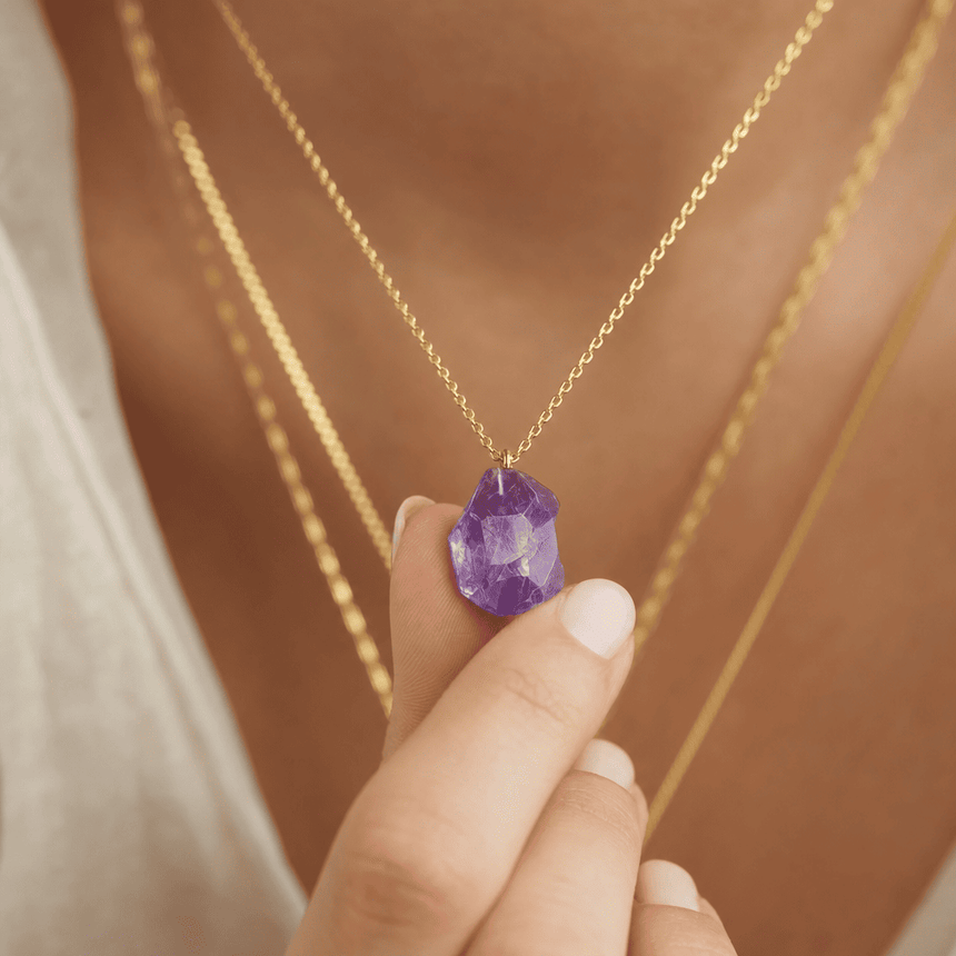 Amethyst Crystal Necklace "The Heart of Ocean"