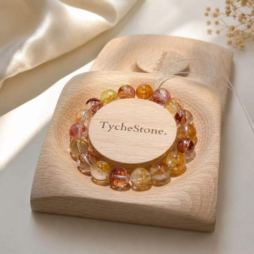 Natural Multi-Color Rutilated Quartz Crystal Bracelet