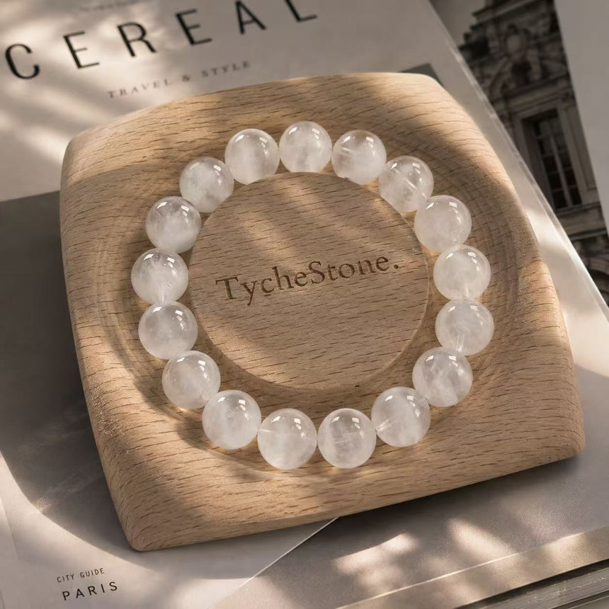 Natural White Moonstone Crystal Beaded Bracelet