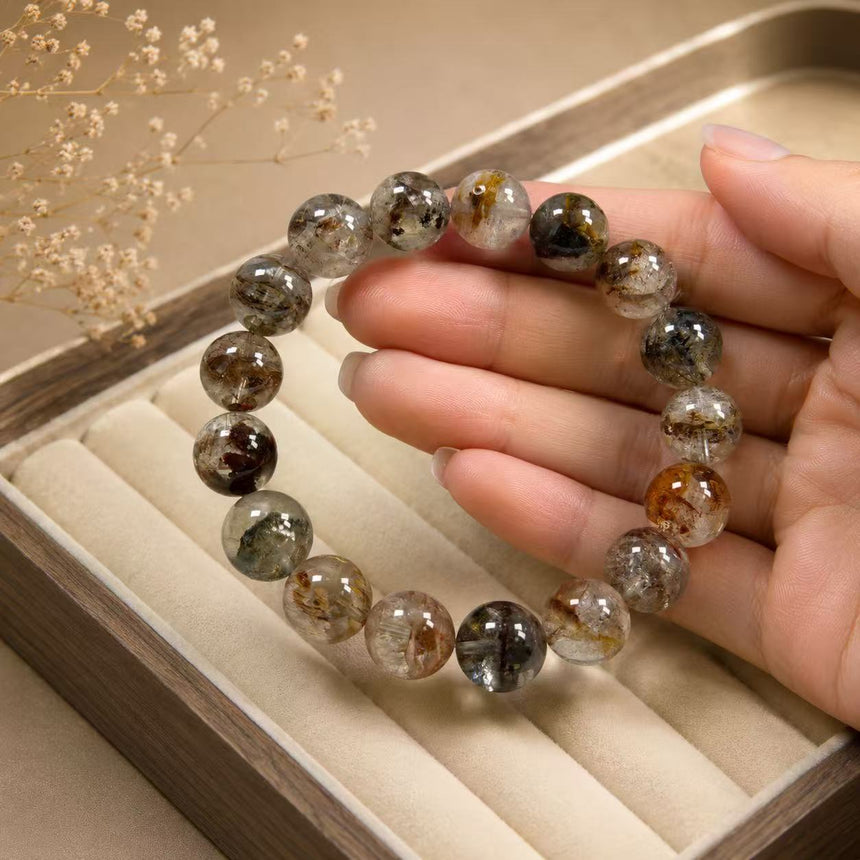 Natural Garden Quartz Crystal Genuine Lodolite Gemstone Bracelet