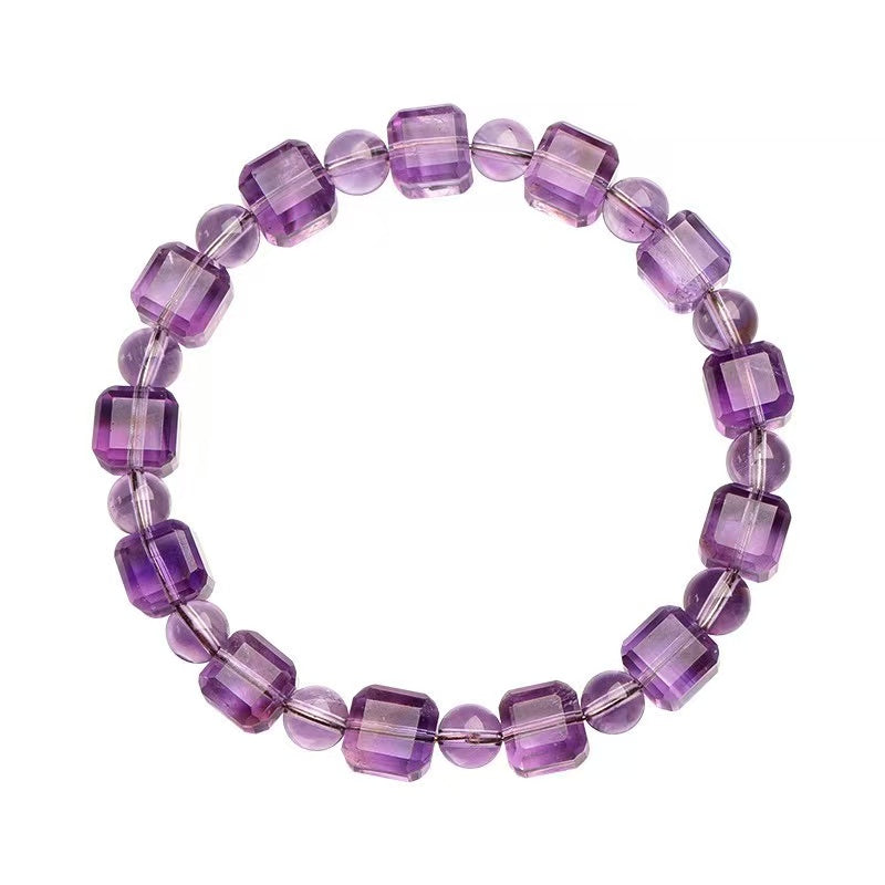 Natural Brazilian Amethyst Cube Crystal Bracelet
