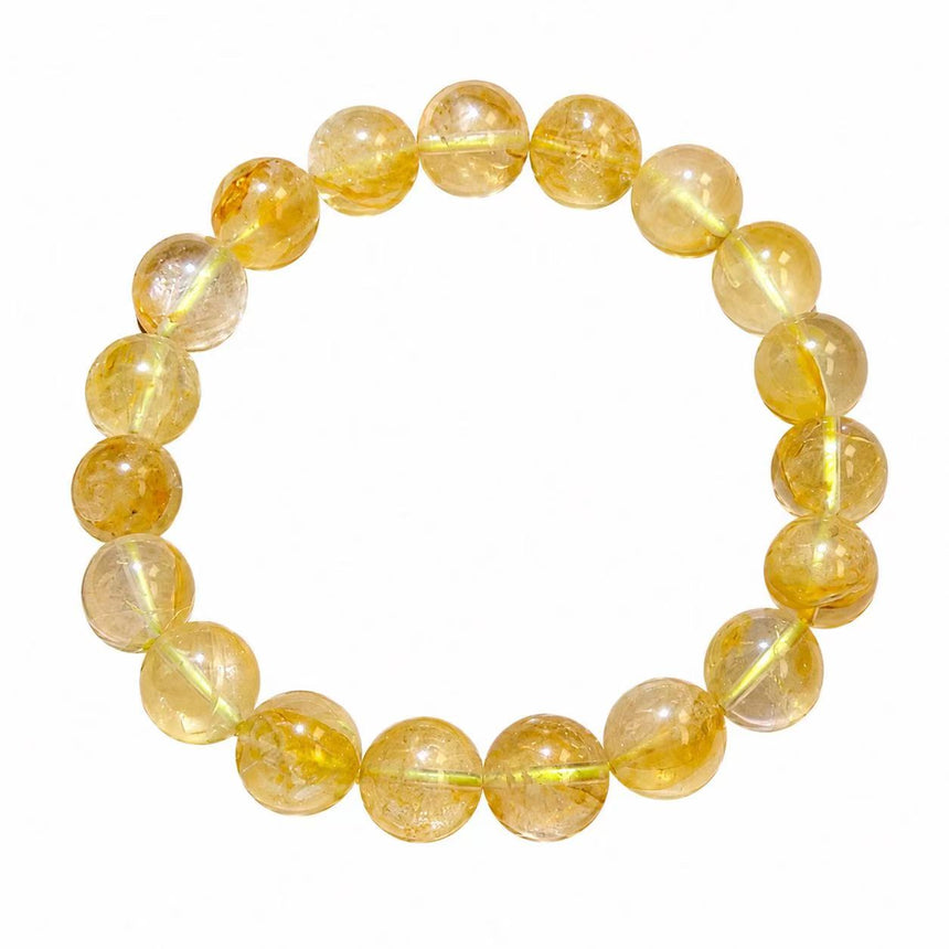 Natural Yellow Garden Quartz Crystal Bracelet | Genuine Gemstone Beaded Bracelet