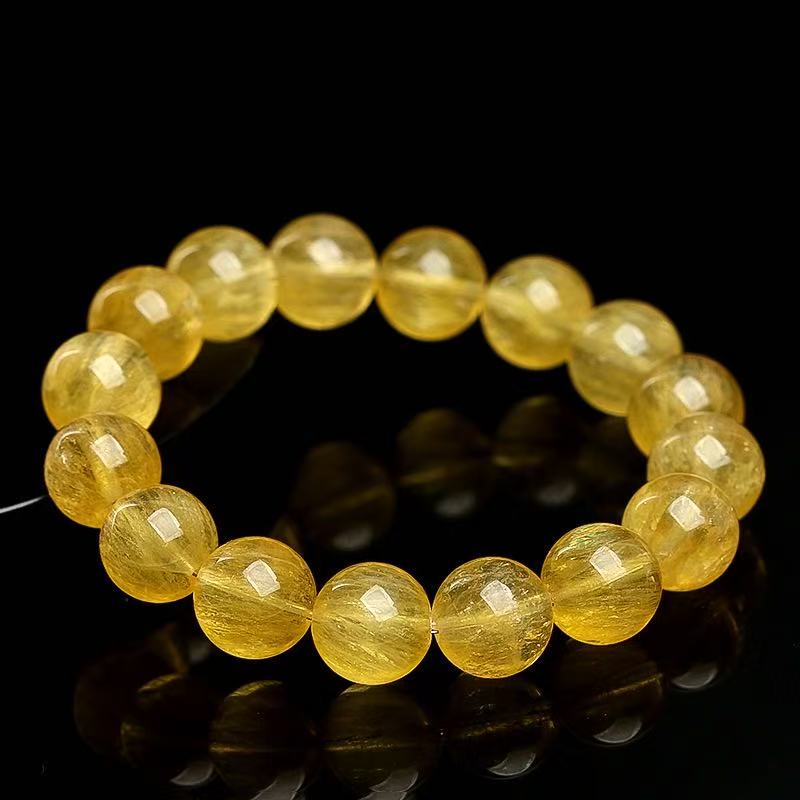 Natural Golden Rutilated Quartz Crystal Bracelet