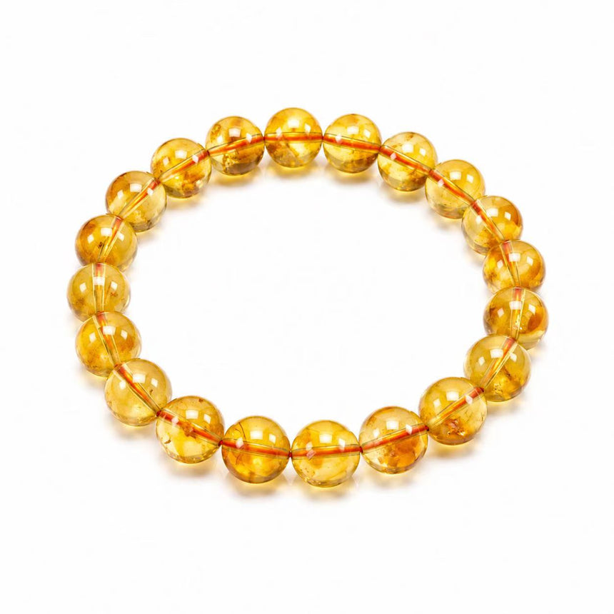 Natural Golden Citrine Crystal Bracelet – Genuine Yellow Gemstone Beaded Bracelet