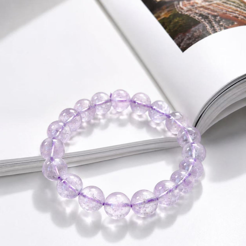 Natural Lavender Amethyst Bracelet – Genuine Healing Crystal Gemstone Beads