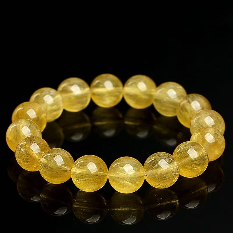 Natural Golden Rutilated Quartz Crystal Bracelet