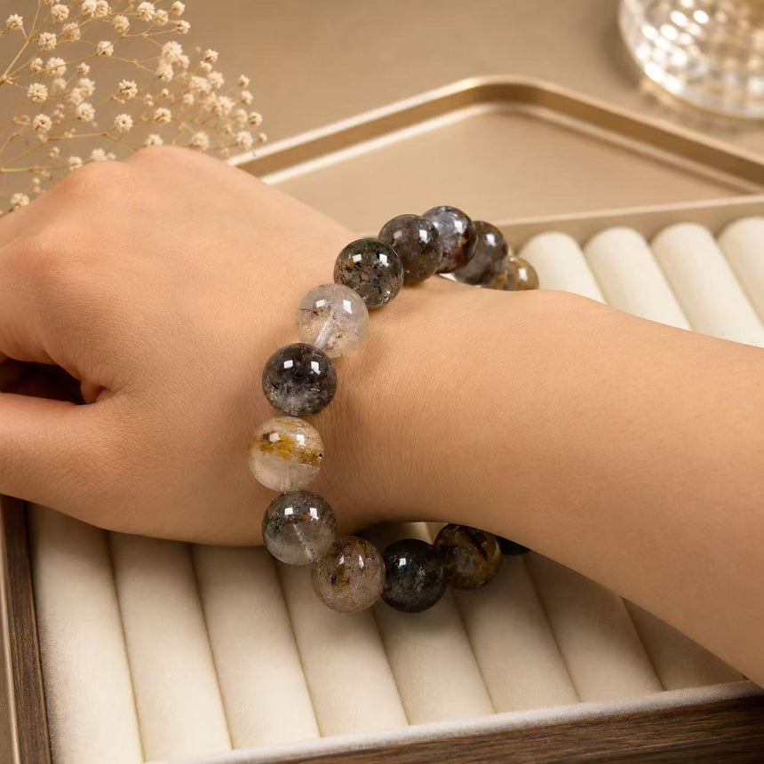 Natural Garden Quartz Crystal Genuine Lodolite Gemstone Bracelet
