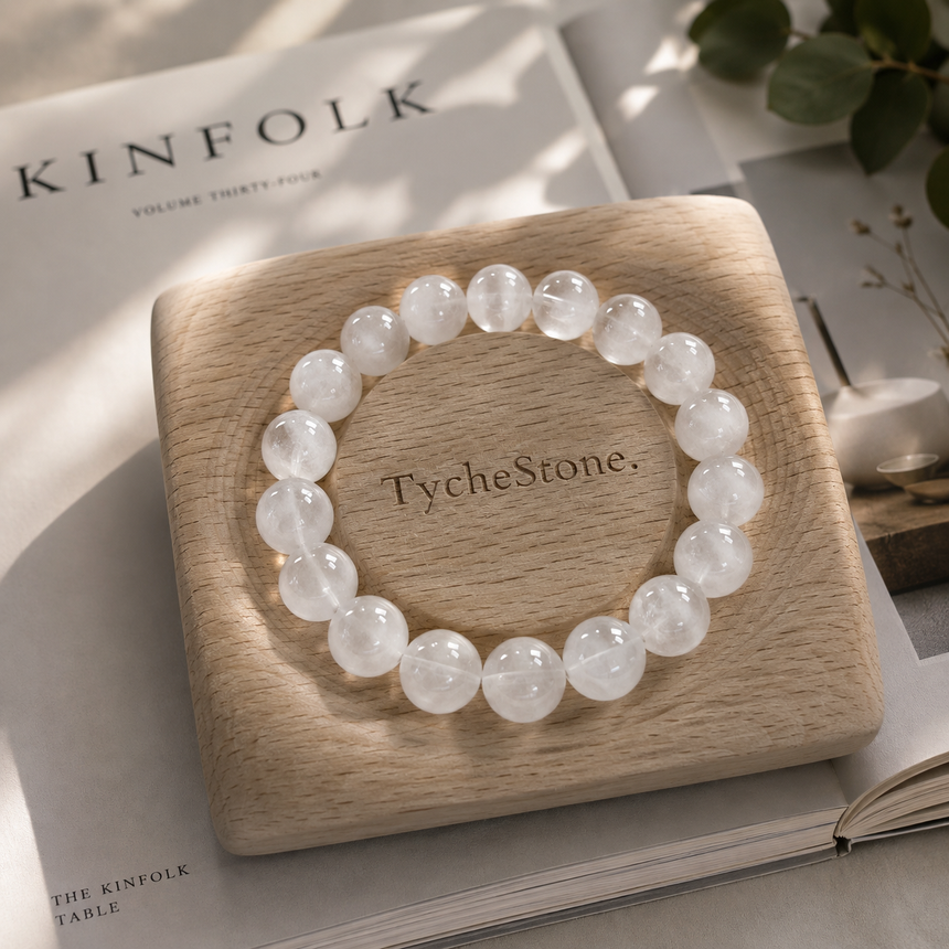 Natural White Moonstone Crystal Beaded Bracelet