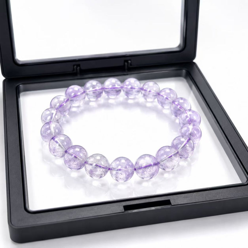 Natural Lavender Amethyst Bracelet – Genuine Healing Crystal Gemstone Beads