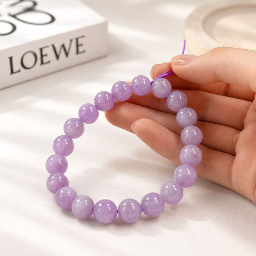Natural Light Amethyst Crystal Beaded Bracelet – Genuine Purple Gemstone Bracelet