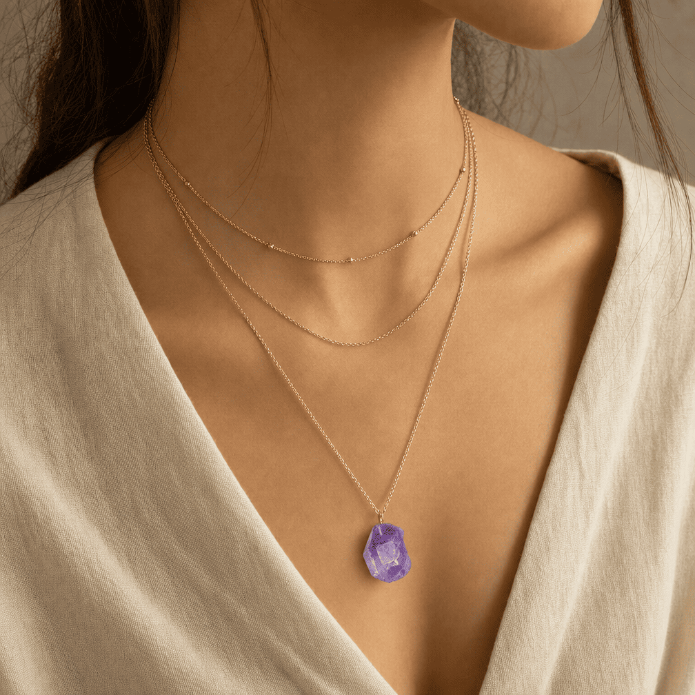 Amethyst Crystal Necklace "The Heart of Ocean"