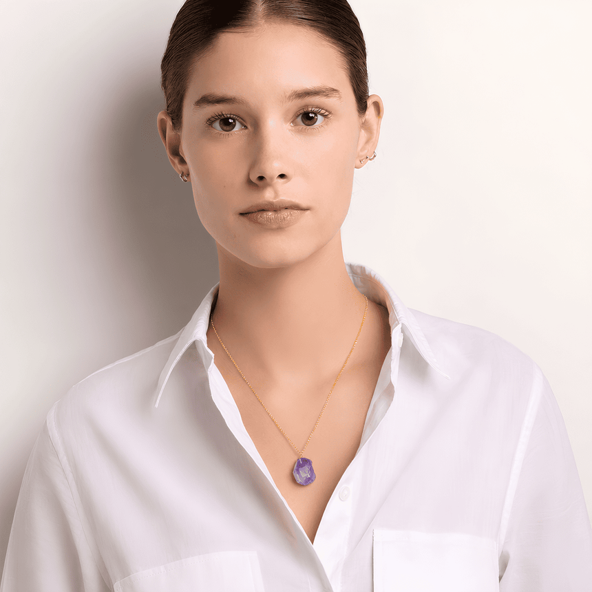 Amethyst Crystal Necklace "The Heart of Ocean"
