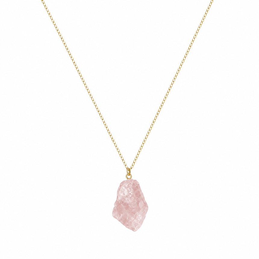 Rose Quartz Crystal Necklace "Because of You"