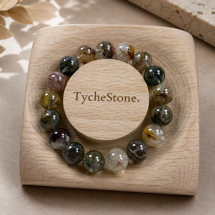Natural Garden Quartz Crystal Genuine Lodolite Gemstone Bracelet