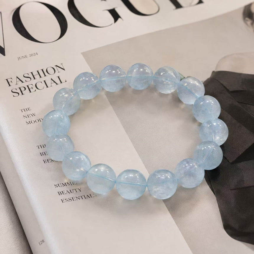 Natural Aquamarine Gemstone Beaded Bracelet