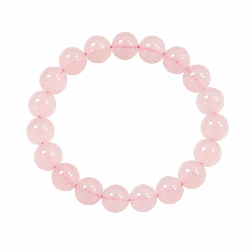 Natural Rose Quartz Genuine Pink Crystal Beaded Bracelet