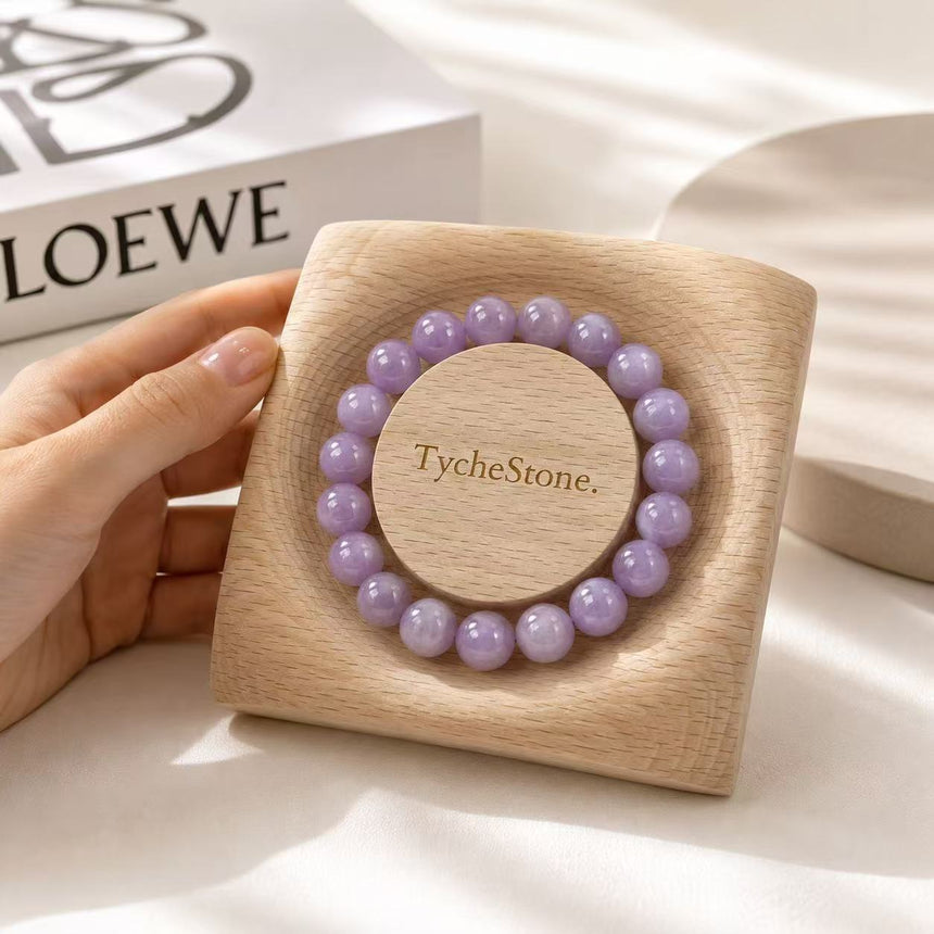 Natural Light Amethyst Crystal Beaded Bracelet – Genuine Purple Gemstone Bracelet