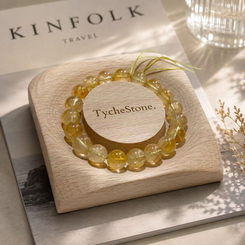 Natural Yellow Garden Quartz Crystal Bracelet | Genuine Gemstone Beaded Bracelet